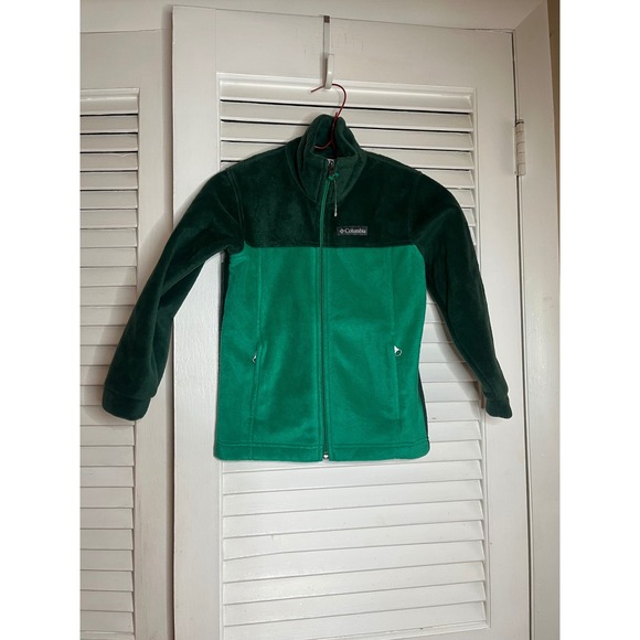 Columbia Other - Columbia Kids Fleece Full Zip Jacket Green Colorblock Mock Neck XS 6/7 NWOT